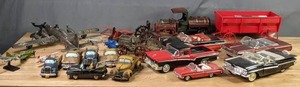lot 62 image: Collection of Toy Cars, Trucks, Airplanes, Flareside Farm Wagon, and More  D