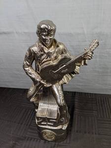 lot 403 image: 1977 Elvis Presley Silver 25th Anniversary Bourbon Whiskey Music Box Large Decanter X