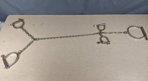 lot 411 image: Chicago Model 1680 Adjustable Combo Handcuffs, Leg Irons, Neck Collar X