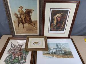 lot 455 image: Wall Art Little Crow, Deer, Rare Milton Welt Church Photograph, The Bugler  X