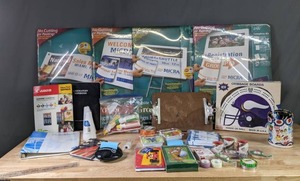 lot 438 image: An Assortment of Office Supplies Outdoor Signs Cribbage Boards Pens Tape Clipboards Notebooks Printer Ink Printer Paper  X