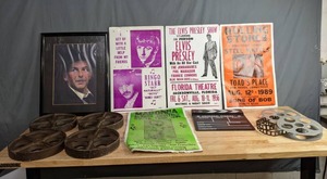 lot 494 image: Frank Sinatra Framed Photo, Ringo Star, The Elvis Presley Show, Rolling Stones & Madonna Concert Posters, Universal Studios Clapboard and More X