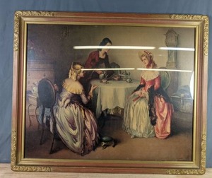 lot 516 image: Framed Vintage Print of Ladies at Tea, Unknown Artist  V