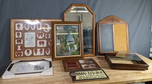 lot 581 image: (8) Piece Lot Includes  Mirror, Quote Signs, Collage Photo Frames, ChalkboardBulletin Board, and More  X