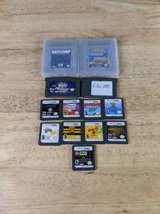 lot 528 image: Collection of 13 Nintendo Game Boy & DS Games Battleship, SpongeBob Square Pants Lights Camera Pants, Avatar The Game, Hannah Montana Music Jam, LEGO Star Wars and More Z