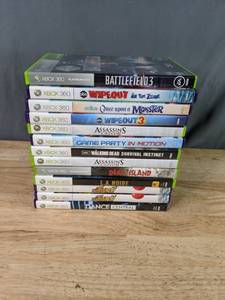 lot 521 image: Pile of Xbox 360 Games Battlefield 3, Assassins Creed II, The Walking Dead Survival Instinct, Dead Island, Kinect Adventures and More Z