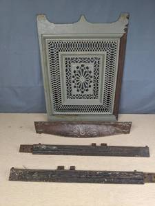 lot 600 image: Vintage Cast Iron Radiator Cover with Parts  B