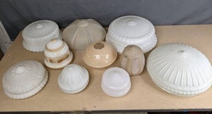 lot 587 image: Lot of 10 Antique and Vintage Glass Light Fixture ShadesGlobes  B