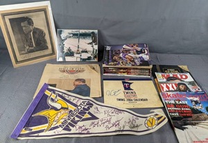 lot 30 image: MN Vikings NFL & Twins MLB Autographed Items (Ron Gardenhire MLB), Bob Woodruff Coca Cola, UFC, Jimi Hendrix, and Other Collectibles  X