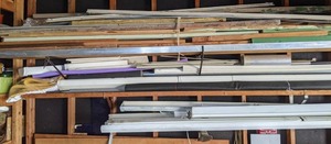lot 118 image: Assorted Lumber, Gutters, Scrap Metal, Lights and More