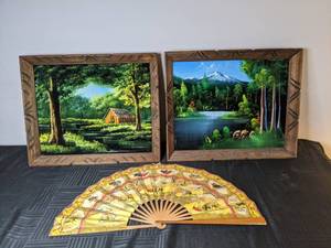 lot 165 image: Beautiful Scenic Paintings, Printed Matador Fan