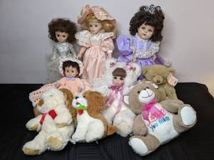 lot 167 image: Plastic Dolls, Stuffed Animals, Porcelain Doll