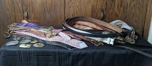 lot 270 image: Assortment of Mens Belts, Belt Buckles, Neck Ties and Bolo Ties