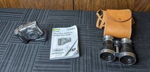 lot 222 image: Canon Powershot A590IS Camera, Binoculars with Carrying Case