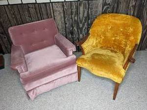 lot 245 image: Pair of Vintage Armchairs Pink & Gold