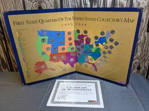 lot 236 image: COMPLETE First State Quarters of The United States Collectors Map 1999-2008