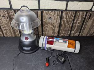 lot 297 image: Coleman 5375 Camping Table Lamp and Auto Alarm Torch Lamp Light