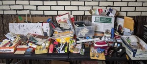 lot 306 image: Miscellaneous Assortment of Office and Electrical Supplies Markers, Pens, Pencils, Batteries, Tape, Staplers, Kodak Premium Photo Paper, Extension Cords, Light Bulbs and Much More