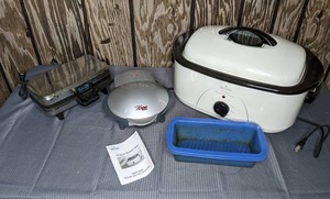 lot 299 image: Rival 10 Quart Roaster Oven, GT Xpress 101 Compact Grill and Vitantonio Belgian Waffle Maker