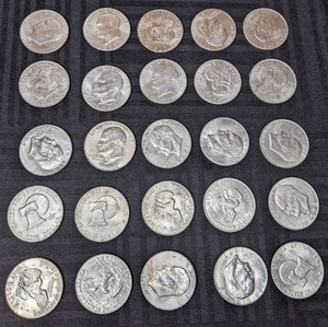 lot 327 image: Collection of (25) 1970s Eisenhower Dollar