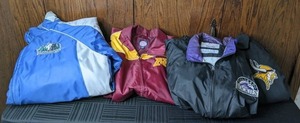 lot 320 image: Set of (4) XL Jackets Minnesota Timberwolves, NBA, Golden Gophers, Vikings, NFL, Colorado Rockies, MLB