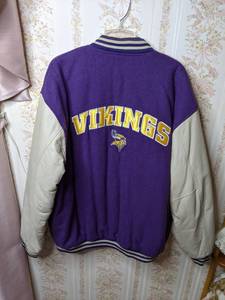 lot 279 image: Logo Athletic Game Day MN Vikings NFL Varsity Jacket Mens XL