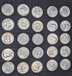 lot 337 image: Collection of (25) 1970s Eisenhower Dollar
