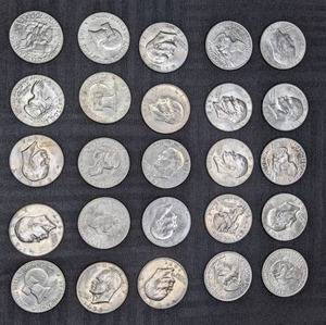 lot 333 image: Collection of (25) 1970s Eisenhower Dollar