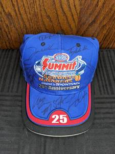 lot 409 image: NHRA Summit 25th Anniversary Hat Autographed by John Force, Tony Schumacher, Robert Hight, Tim Wilkerson, Cory McClenathan, Larry Dixon and More