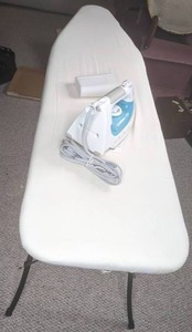 lot 408 image: Rowenta Air Glide Stainless Steel Steam Iron and 55 x 15 Ironing Board