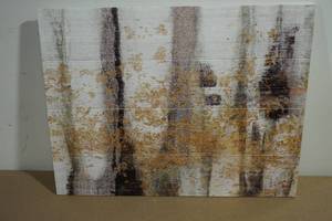 lot 34 image: NEW Studio W Falling Gold Leaf Wood Wall Art