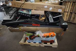 lot 207 image: Pallet of Repairables - Treadmill, Mower, Portable TV