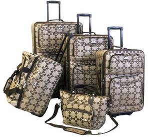 lot 11 image: NEW Argyle Jacquard 5 Piece Luggage Set