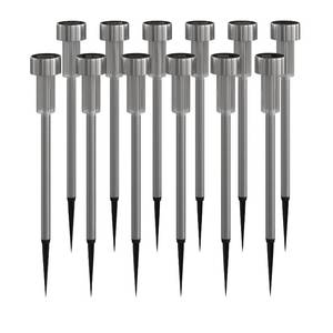 lot 152 image: NEW 12 Pack of Stainless Steel Solar Stake Lights