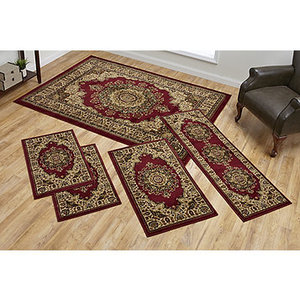 lot 155 image: NEW Tayse Frida 5 Piece Oriental Rug Set