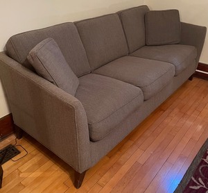 lot 61 image: Room and Board Gorgeous Grey Sofa with 2 Pillows