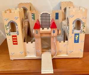 lot 64 image: Melissa & Doug Wooden Castle with MANY Figurines