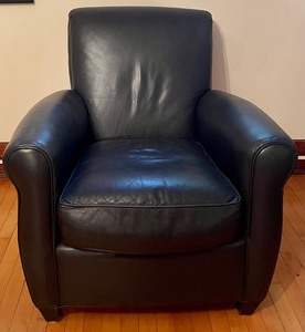 lot 73 image: Room and Board Black Leather Armchair