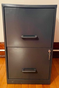 lot 80 image: Two Drawer Metal File Cabinet with a Key