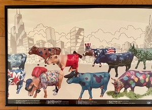 lot 86 image: Cows on Parade Chicago 1999 Framed Poster