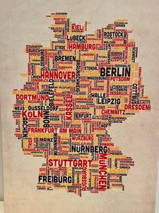 lot 119 image: Abstract Map Print of Germany with City Names