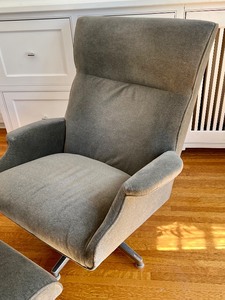 lot 92 image: Room and Board Beau Chair in Vick Graphite and Coordinating Ottoman