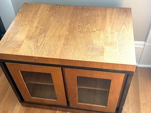 lot 21A image: John Widdicomb Double Door Glass Front Accent Table