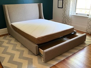 lot 95 image: Room and Board Marlo Queen Storage Bed in Tatum
