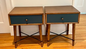 lot 94 image: Pair of Upton Home Niles Blue Accent Tables