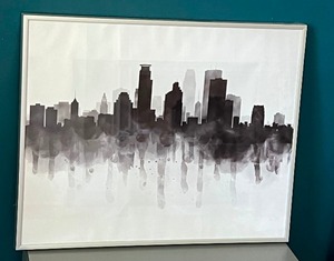 lot 117 image: Framed Black and White Abstract City Print