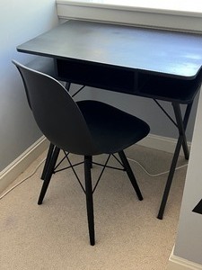 lot 132 image: Simple Black Desk by Forgiven and Chair