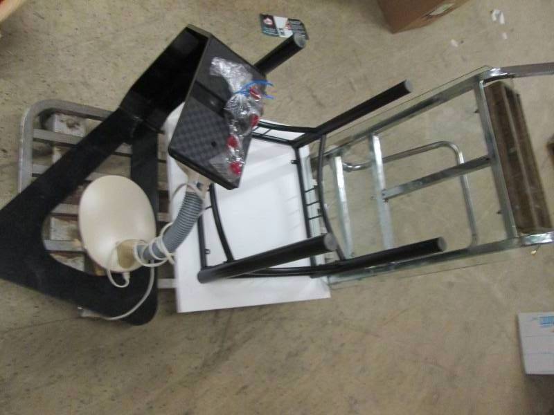 lot of end tables and a basket with...