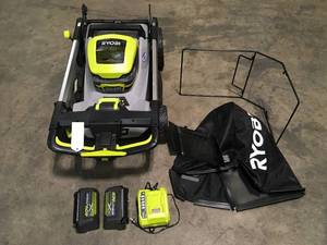 40V HP Brushless 21 in. Cordless Battery Walk Behind Dual-Blade Self-Propelled Mower with (2) 6.0 Ah Batteries & Charger by RYOBI Customer Returns See Terms on Auction