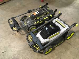 Lot of 2 Ryobi Lawn Mowers One Battery One Charger Customer Returns See Terms on Auction